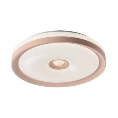 Macaron LED Flush Light High Penetrated Acrylic Grey/Pink/Brown Round Ceiling Mount Lamp Kit