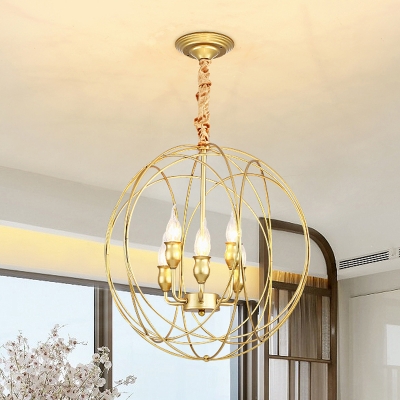 Metal Black/Gold Suspension Lighting Globe 4/6 Lights Classical Ceiling Chandelier for Living Room