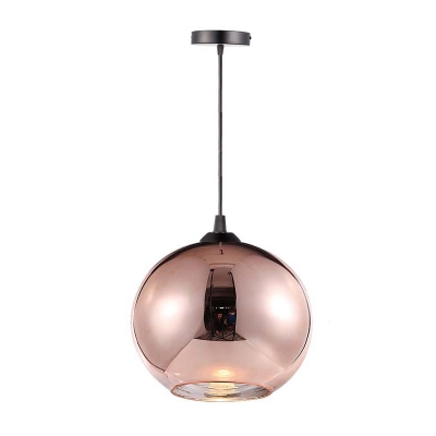 Mirror Glass Globe Hanging Ceiling Light Modern 1 Head Copper Pendant Lamp, 8