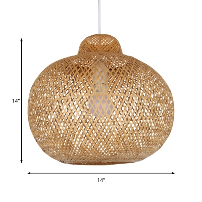 Orb Ceiling Pendant Lamp Handwoven Asian Style 1 Light 12