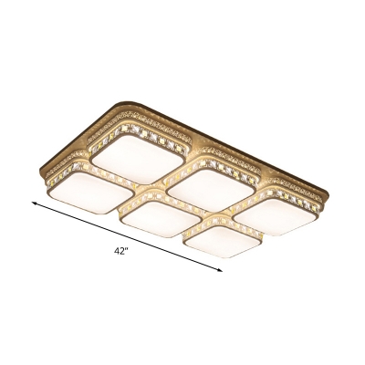 Rectangle Clear Crystal Glass Ceiling Light Fixture Simple White LED Flush Light in 3 Color/White/Warm Light
