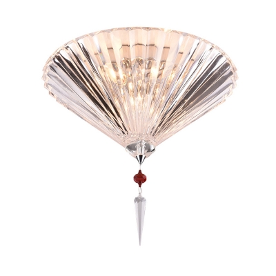 3/4 Lights Corridor Flush Mount Light Minimal Clear Ceiling Lamp with Cone Crystal Shade
