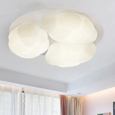 3 Lights Bedroom Flush-Mount Light Fixture Modernist White Flush Mount Lamp with Cloud Plastic Shade