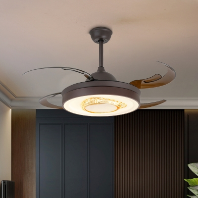 Black Antler Blade LED Ceiling Fan Nordic Style Metallic Downrod Semi Flush Mount Lamp