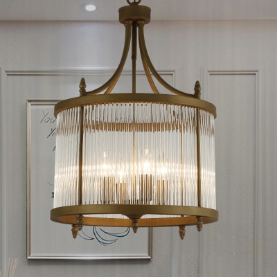 Black Round Mesh Chandelier Light Chinese Style 4 Lights Crystal Corridor Hanging Lamp