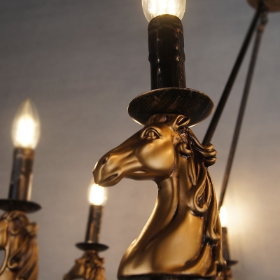 Candle Living Room Pendant Lighting Rustic Metal 8 Lights Black Chandelier Lamp