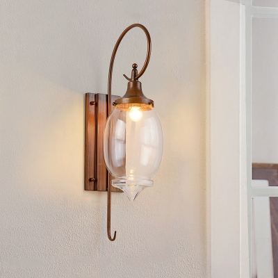 Clear Glass Bottle Sconce Light Fixture Rustic 1 Light Dining Room Wall Mounted Lamp in Brown