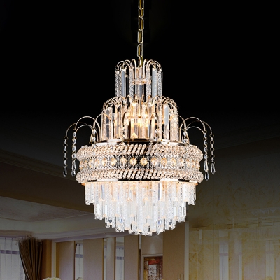 Crystal Curved Chandelier Pendant Light Victorian style 9-Light Gold Ceiling Lamp
