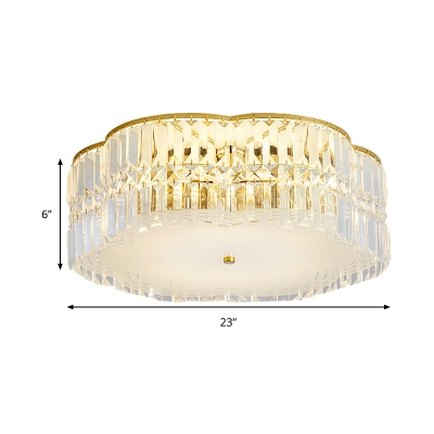 Faceted Crystal Flush Mount Fixture with Flower Shade Classic 4/5/6 Heads 15