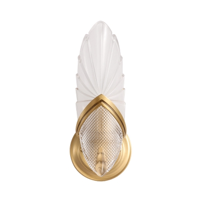 Oval Shape Wall Sconce Light Contemporary Frosted Glass 1 Light Bedroom Wall Mounted Light in Gold Finish