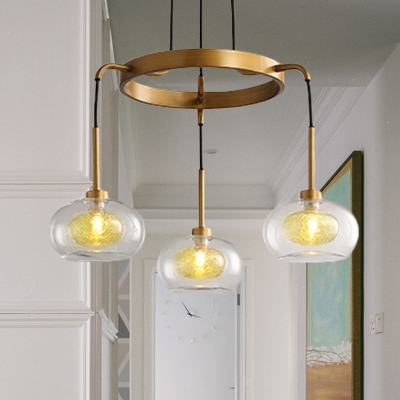 Wagon Wheel Clear Glass Chandelier Farmhouse 3/6/8 Heads Pendant Ceiling Light in White/Gold