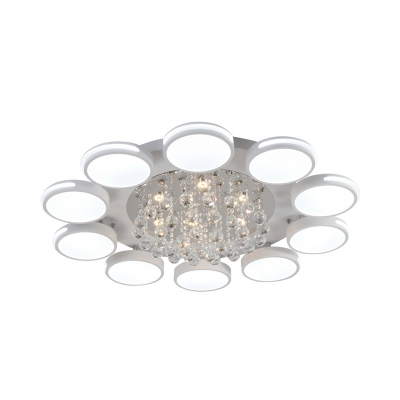 White LED Flush Light Modern Crystal Round Ceiling Flush Mount for Corridor in Warm/White/3 Color Light