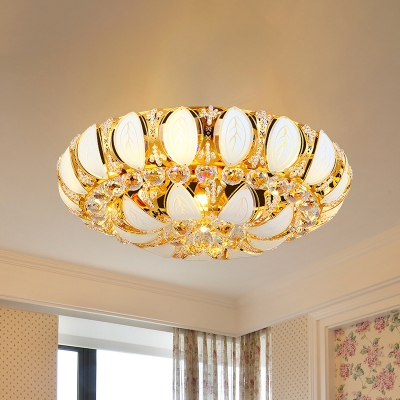 W Round Flush Ceiling Light Contemporary Crystal Chandelier In Gold For Dining Room Hl563971 At The Of 195 34 Beautifulhalo Com Imall - Contemporary Round Crystal Chandelier Flush Mount Ceiling Lights