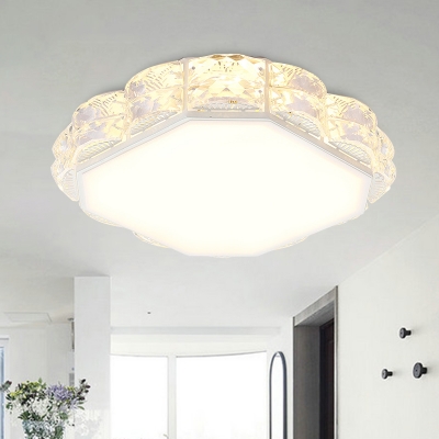 Black/White Round/Square Flush Mount Lighting Modern Crystal LED Living Room Ceiling Fixture