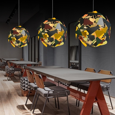 Camouflage Spherical Ceiling Pendant Light Metallic Industrial Multi Light Living Room Lighting Fixture