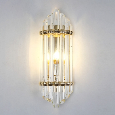 

Crystal Pipe Flush Wall Sconce Mid Century 1 Light Wall Light Sconce in Clear for Living Room, HL566010