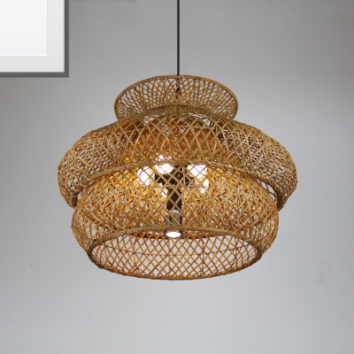Handwoven Cage Pendant Lamp Single, Cage Bamboo Pendant Lamp Shade