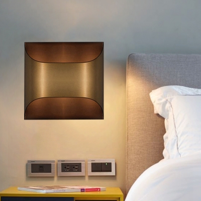 Metal Brass Flush Mount Wall Light Square/Rectangle Single Bulb Colonialism Sconce Light Fixture for Bedroom