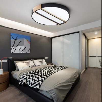 Round Bedroom Flush Light Fixture Acrylic LED Nordic Style Black/Green/White Ceiling Lamp in White/3 Color Light