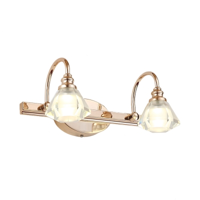 2/3/4 Heads Bathroom Vanity Light Fixture Modern Golden Wall Sconce with Conical Frosted Crystal Shade, 12.5