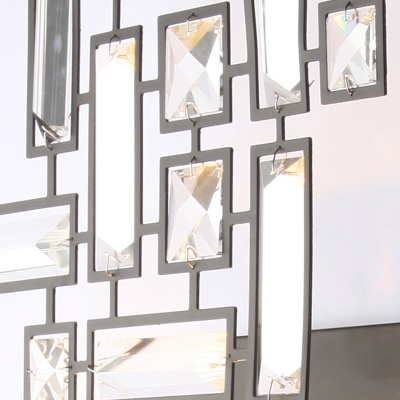 4 Lights Geometric Wall Light Fixture Minimalism Metal and Crystal Black Wall Mount Lamp for Living Room