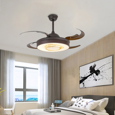 Black Antler Blade LED Ceiling Fan Nordic Style Metallic Downrod Semi Flush Mount Lamp