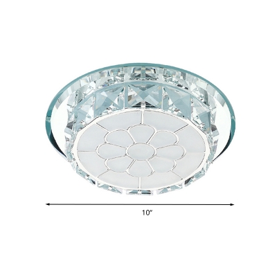 Chrome Floral Flush Mount Lighting Modern Crystal LED Living Room Ceiling Fixture in Warm/White Light, Recessed/Surface Mounted
