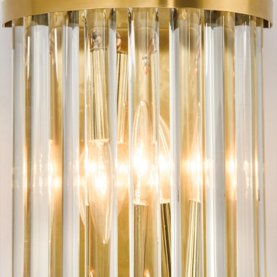 Classical Linear Sconce Light 2 Bulbs Crystal Wall Mounted Lighting in Gold for Living Room