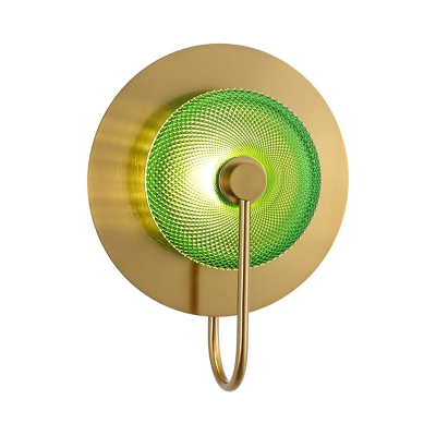 Gold 1/2/3-Light Wall Lighting Vintage Metal Bell Sconce Light Fixture with Green Prismatic Glass Shade