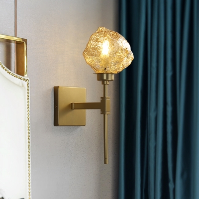 Irregular Shade Wall Light Sconce Modernist Amber/Smoke Gray Glass 1 Bulb Living Room Sconce Lamp