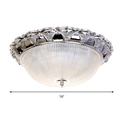 Prism Crystal Dome Flush Mount Lamp Minimalist 3 Heads Silver Ceiling Light Fixture