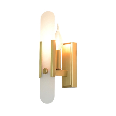 Single Head Bare Bulb Wall Lamp Colonial Brass Metal Wall Sconce Lighting for Hallway