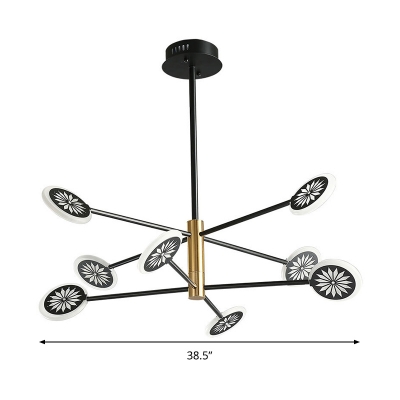 2 Tiers Pendant Light Fixture Contemporary Metal 6/8 Lights Black Chandelier Lamp in 3 Color Light