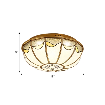 4/5 Lights Bedroom Ceiling Lamp Vintage Gold Flush Mount with Bowl Milky Glass Shade, 18