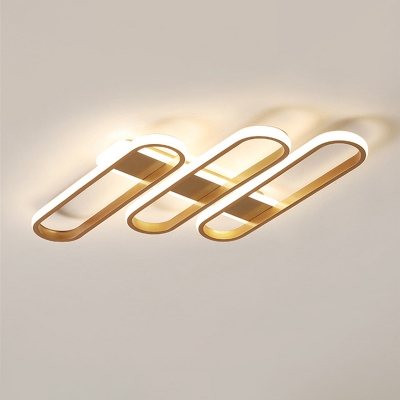 Acrylic Oval Ceiling Light Postmodern Gold LED Flush Mount Light in Warm/White Light for Living Room