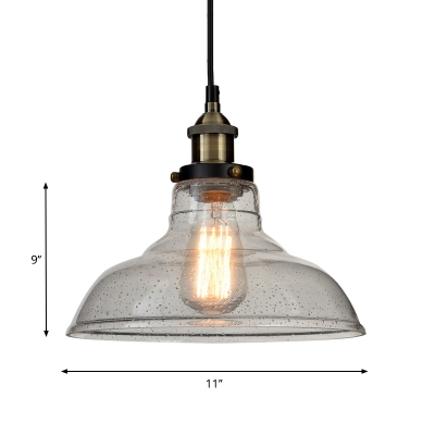 Barn Shade Pendant Lamp Industrial Style Clear Glass 1 Light Dining Room Ceiling Fixture