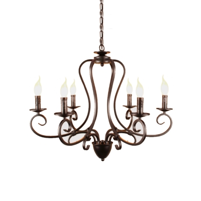 Black Candle Hanging Chandelier Traditionary Metal 6/8 Bulbs Living Room Pendant Light Fixture