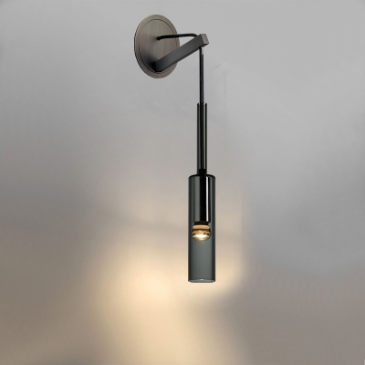 Black Glass Tubular Wall Sconce Light Modern Style 1-Light Wall Mounted Drop Lamp