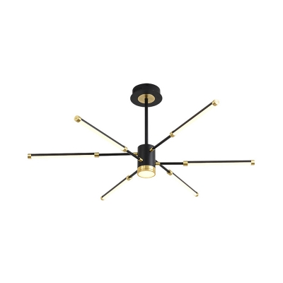 Black Sputnik Hanging Chandelier Modern 6/8 Lights Metal Suspension Light in Warm/White Light