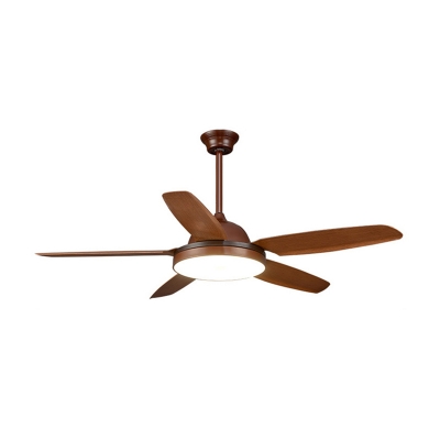 Brown LED Ceiling Fan Lamp Traditionalist Acrylic Circular Semi Flush Light for Dining Room