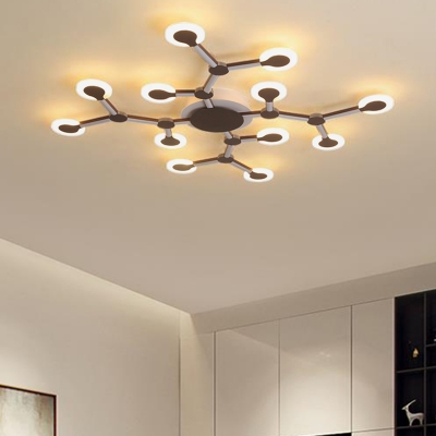 Brown Sputnik Flush Mount Modern Acrylic LED Ceiling Lighting in Warm/White Light, 33.5