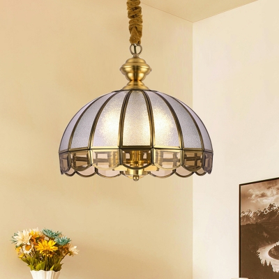 Bubble Glass Brass Hanging Light Scallop 1 Light Vintage Down Lighting Pendant for Living Room