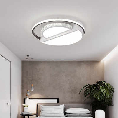 Circle Ceiling Mounted Fixture Modern Acrylic LED Living Room Flushmount Lighting in White