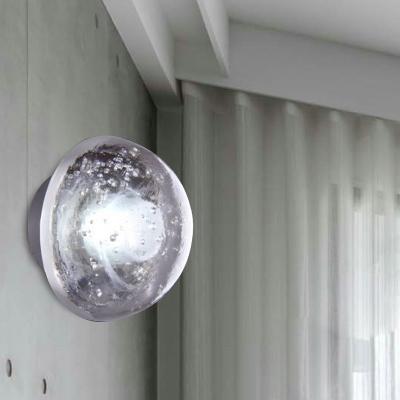 Clear Crystal Hemisphere Wall Lamp Minimalism 1 Head Living Room LED Sconce Light Fixture