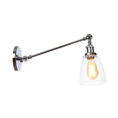 Clear Glass Tapered Wall Sconce Industrial 1 Light Indoor Lighting Fixture in Black/Bronze/Brass with Arm, 8