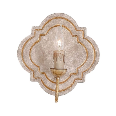 Countryside Candle Wall Lighting Idea 1/2 Lights Wood Sconce in Brown/White/Distressed White for Living Room