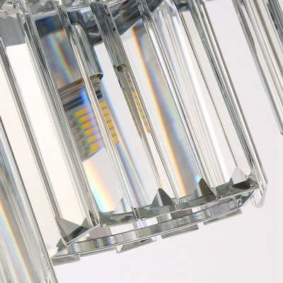 Cylinder Hanging Light Kit Modern Crystal Block 10 Heads Chrome Chandelier Lighting