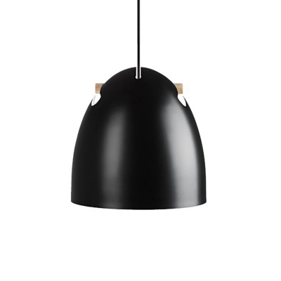 Domed Down Lighting Modernism Metal 1 Bulb Hanging Ceiling Light in Black for Restaurant