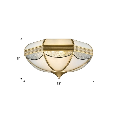 Gold 2/3/5 Lights Flushmount Light Vintage Milky Glass Bowl Ceiling Flush Mount for Corridor in Gold, 14
