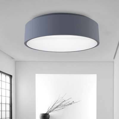 Gray Round Ceiling Light Simple Style Metal 18